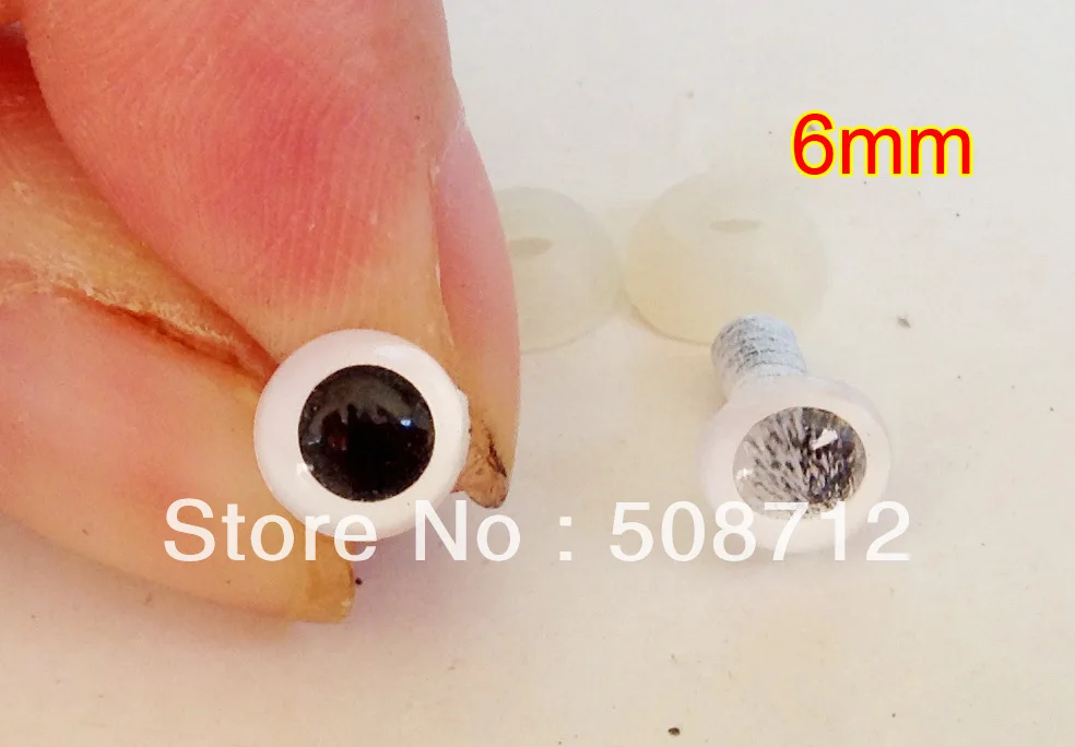 

Free shipping!!!!DIY felt toy ------200pcs 6mm White Plastic Safety Eyes With Safety back /White pupil toy eyes