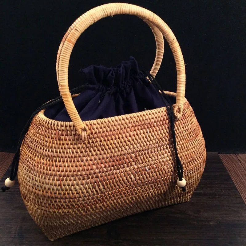 classic designer handbags Rattan knitting totes bags fashion woven shopping hand basket large casual bag Exotic amorous feelings