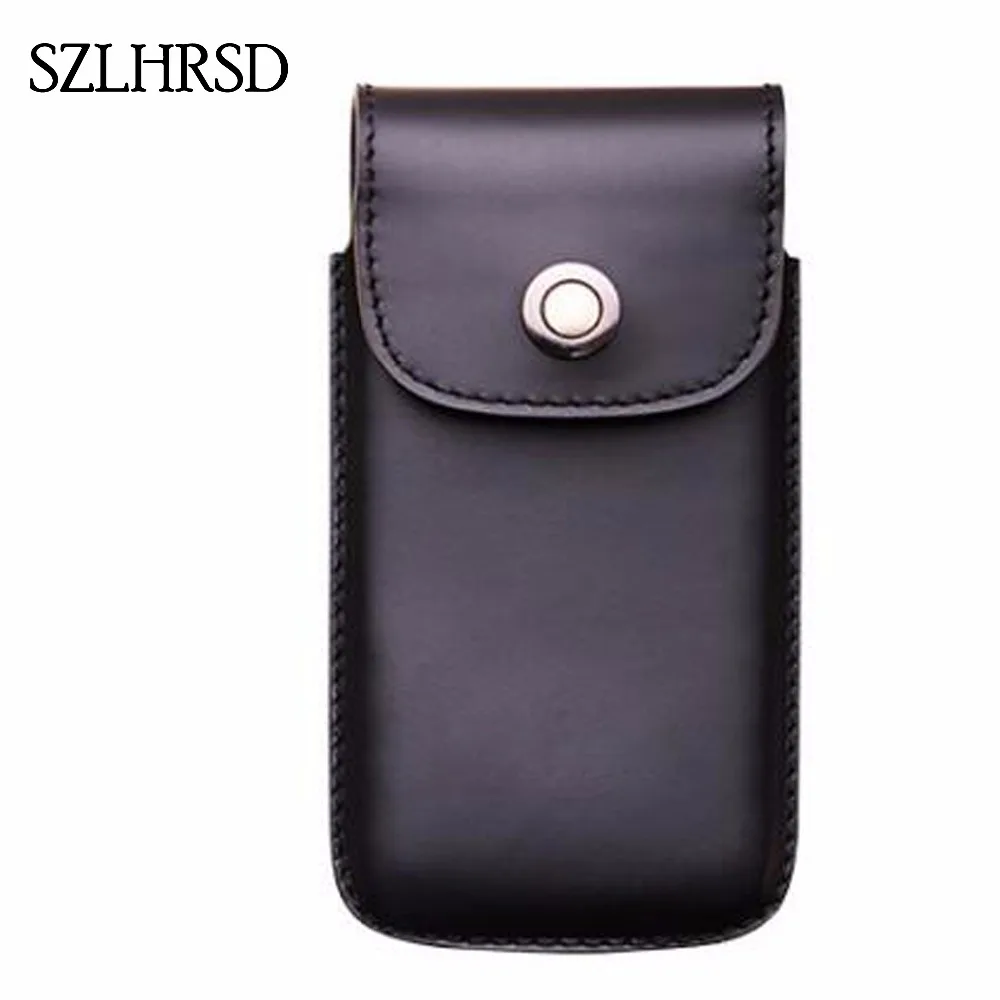 

for Galaxy Note 20 Ultra Men Belt Clip Genuine Leather Pouch Waist Bag Phone Cover for iPhone 12 Pro Cases Black Cell Accessory