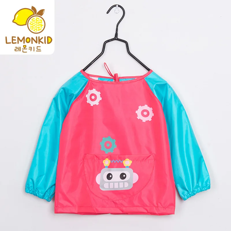 0-10 Years 100% Polyester  Kids Bib Waterproof Infant Eating Drawing Apron Children\'s Long Sleeve Painting Bandana Feeding Bib