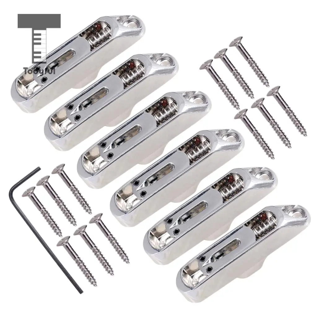 Tooyful 6 Pcs Single Individual Bridge Saddles Tailpiece with Screws Wrench Set for 6 String Electric Guitar Bass Parts