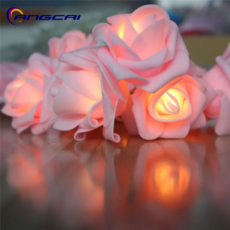 Battery and USB Powered Fower Rose LED String Lights,Wedding Decoration, Luminaria, Christmas, Natural Garland, Lumineuse, 7cm