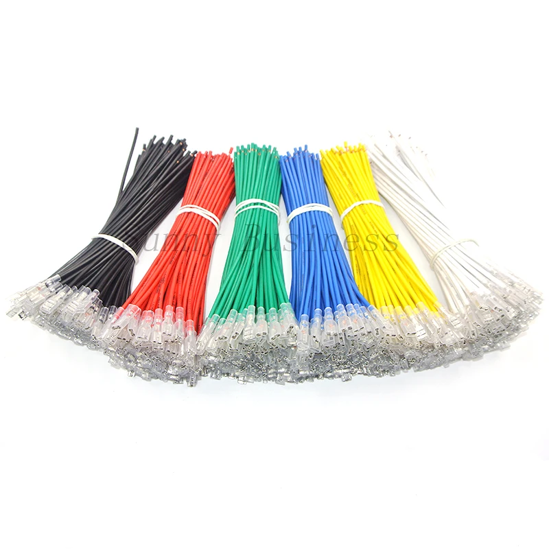 100Pcs 6.3mm Female Spade Crimp Terminals Wire Connector 15CM AWM 1015 16AWG 1.5mm2  Red Black green blue white yellow