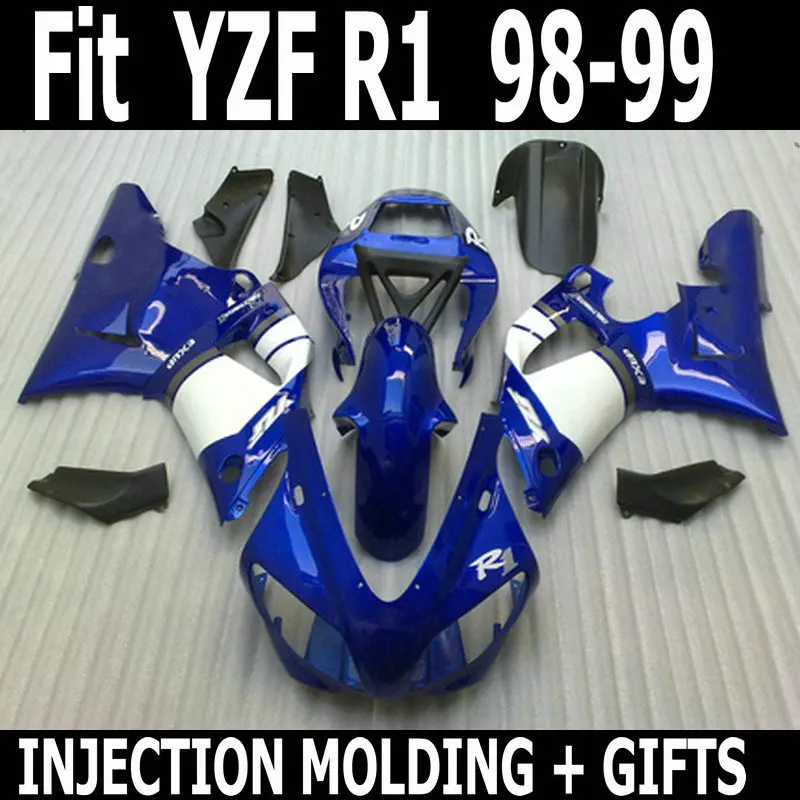 Customize free 100% fit injection motorcycle parts for YAMAHA blue  west  YZFR1 98 99 fairings kit YZF R1 1998 1999 body fairing