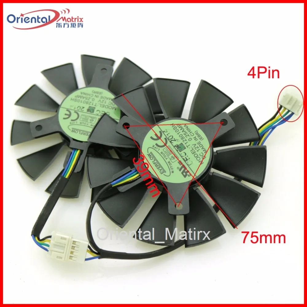 Free Shipping T128010SH 12V 0.25A 75mm 39*39*39mm VGA Fan For ASUS STRIX GTX960 GTX750TI Graphics Card Cooling Fan