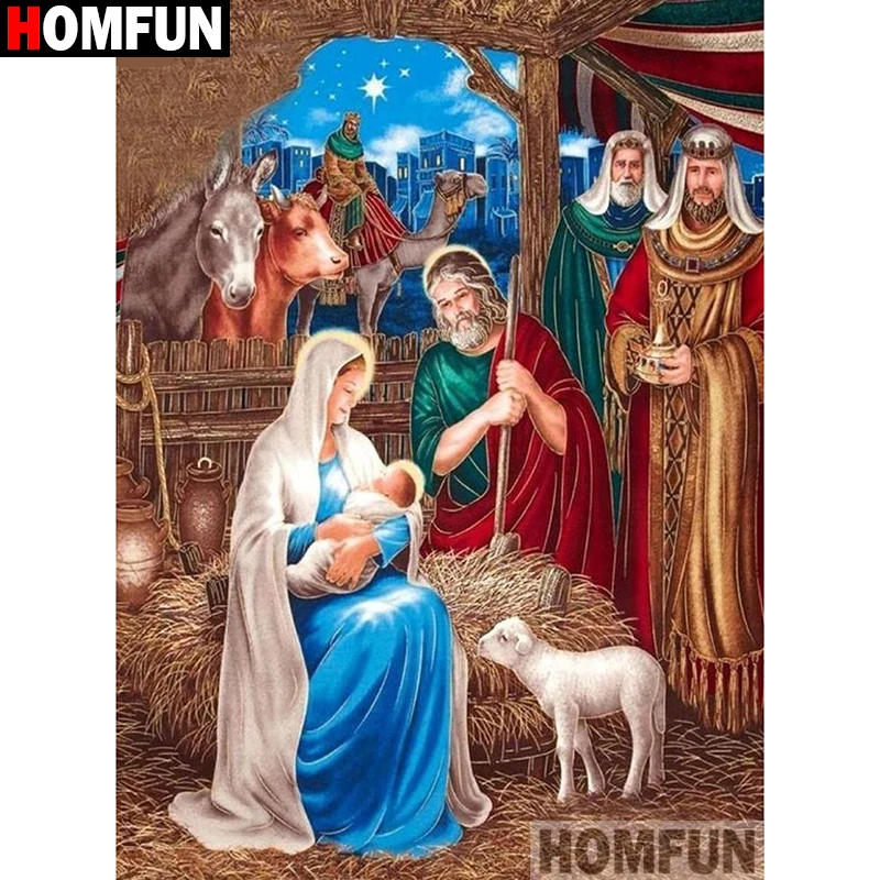 

HOMFUN Full Square/Round Drill 5D DIY Diamond Painting "Religious figure" Embroidery Cross Stitch 3D Home Decor Gift A13368