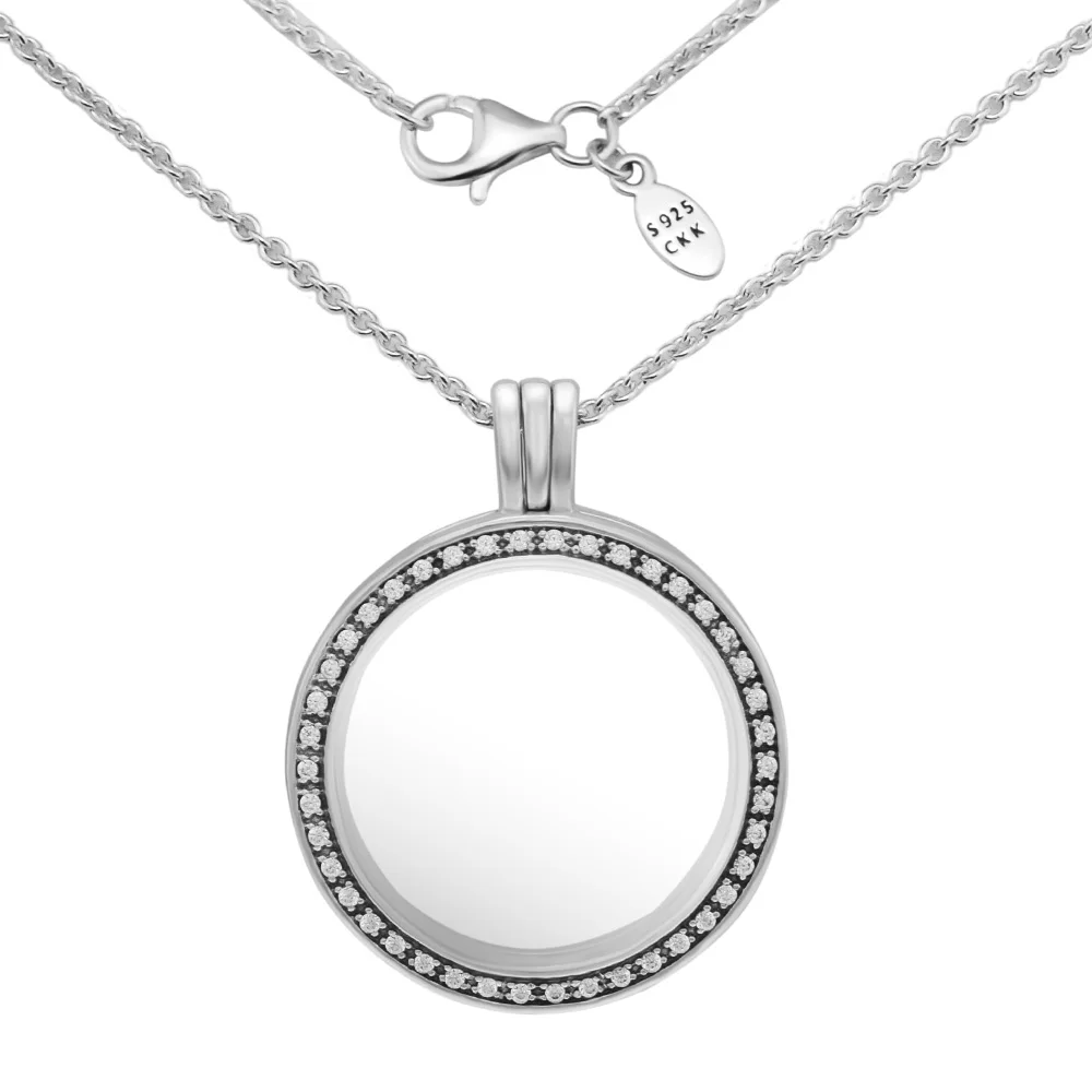 

Large FANDOLA floating locket Pendant and Necklacew 100% 925 Sterling Silver Fine Jewelry