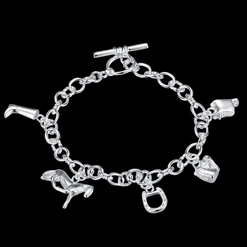 Super Shinning  Jewelry Silver Plated Bracelet Charm Horse Elegant Chain High Quality Classic Jewelry For Women & Men