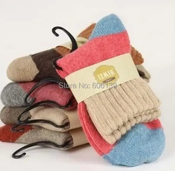 High qulity wide stripe cotton wool Pregnant women stock women winter keep warm socks thicken rabbit wool socks 5pairs/lot