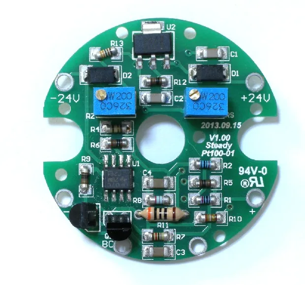 The circuit diagram of the temperature control module for the thermal resistance of the PT100 panel