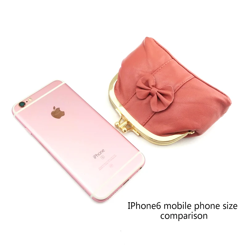 BELLO TUTTI Genuine Leather Coin Purse Women Mini Purse Teen Girls Cute Wallet Metal Frame Change Purse Card Holder Wallet Bag