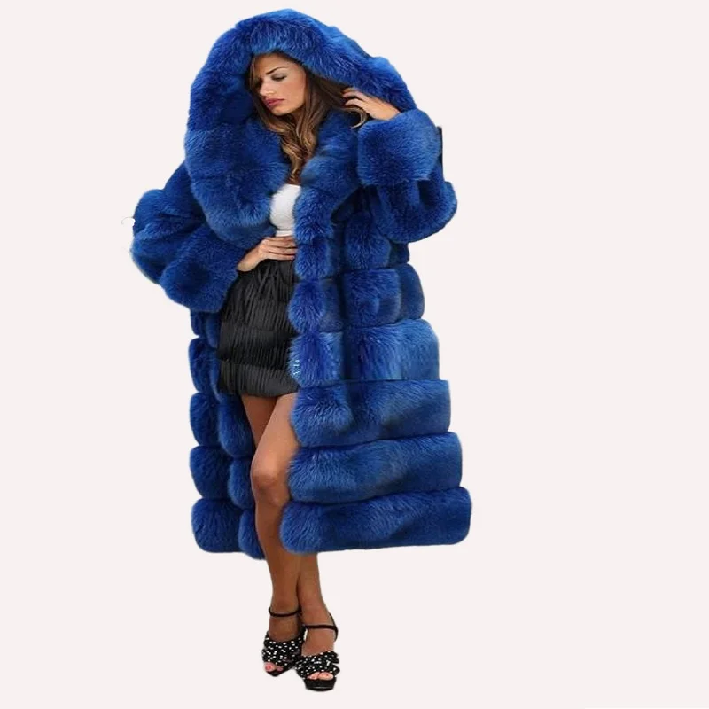 Fur jacket new 2023 imported imitation mink fox fox coat coat blue cross stripe gorgeous abundance new fur coat woman