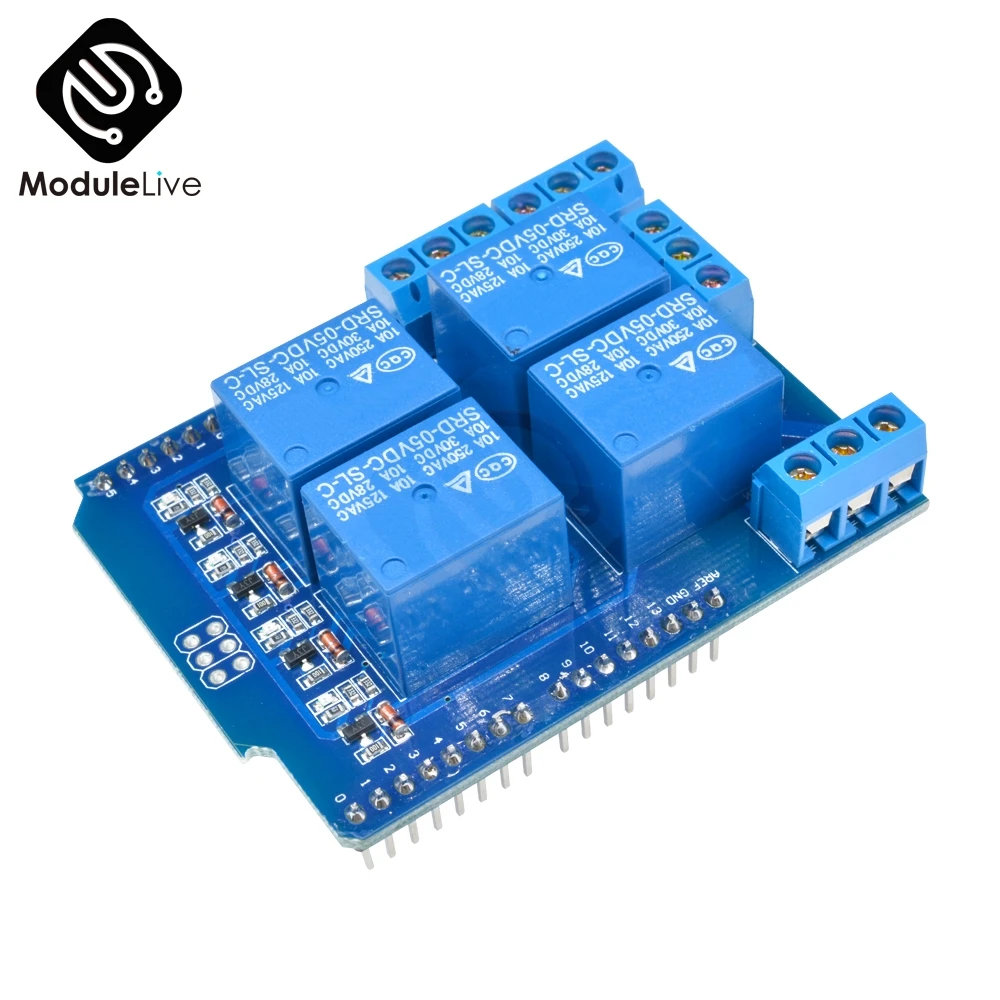 1Pcs Relay Shield V2.0 4 Channel 4-CH 5V Relay Swtich Expansion Drive Board for Arduino R3 Development Board Module