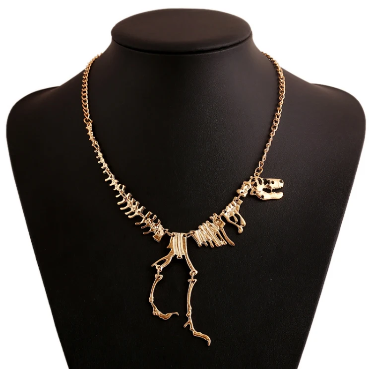 Sexy Long Necklaces Gothic Tyrannosaurus Rex Skeleton Dinosaur Pendant Charm Dragon Bone Jewelry Men Women Gifts