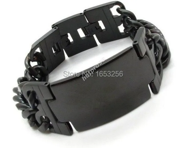 Black Stainless Steel Heavy Cuban Curb Wristband Chain ID Bracelet for husband / father gifts 8.66\'\' 22mm