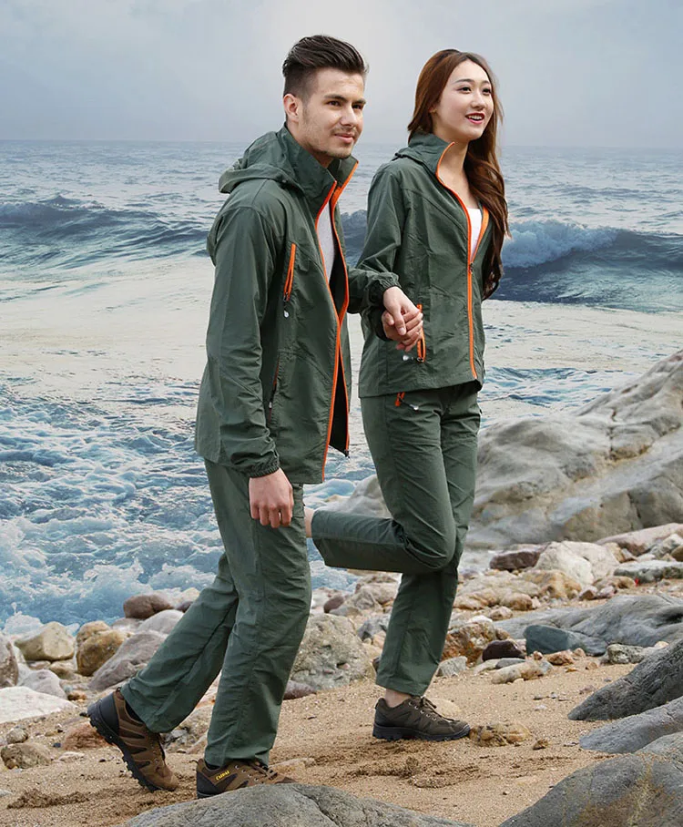 Camping Wandern Kleidung Set Outdoor-Sport Männer Frauen Sommer Sportswear Anzug Mit Kapuze Jacken Hosen Schnell Trocken Atmungs Set ST01 – Detail 21