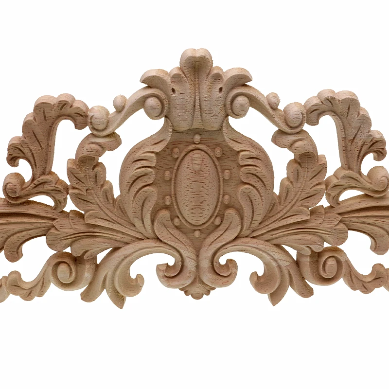 RUNBAZEF Woodcarving Furniture Vintage Home Decor Decoration Accessories Solid Wood Applique Carved Long Flower Piece Miniature