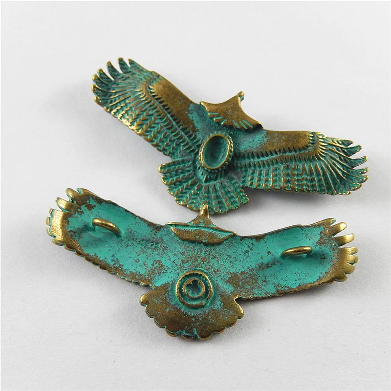 Julie Wang 5PCS Antique Green Bronze Charms Simulated Animal Flying Eagle Hanging Pendants Earring Necklace Accessories