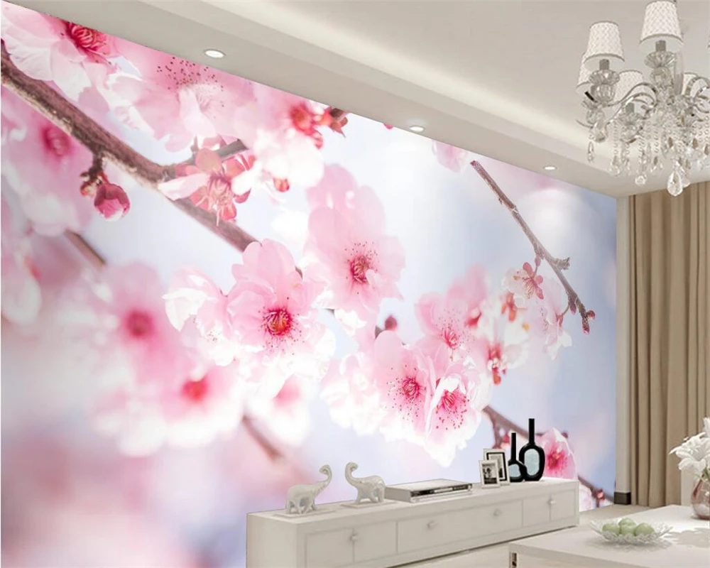 

Beibehang Custom wallpaper HD New Chinese peach TV sofa background walls living room bedroom decorative painting 3d wallpaper