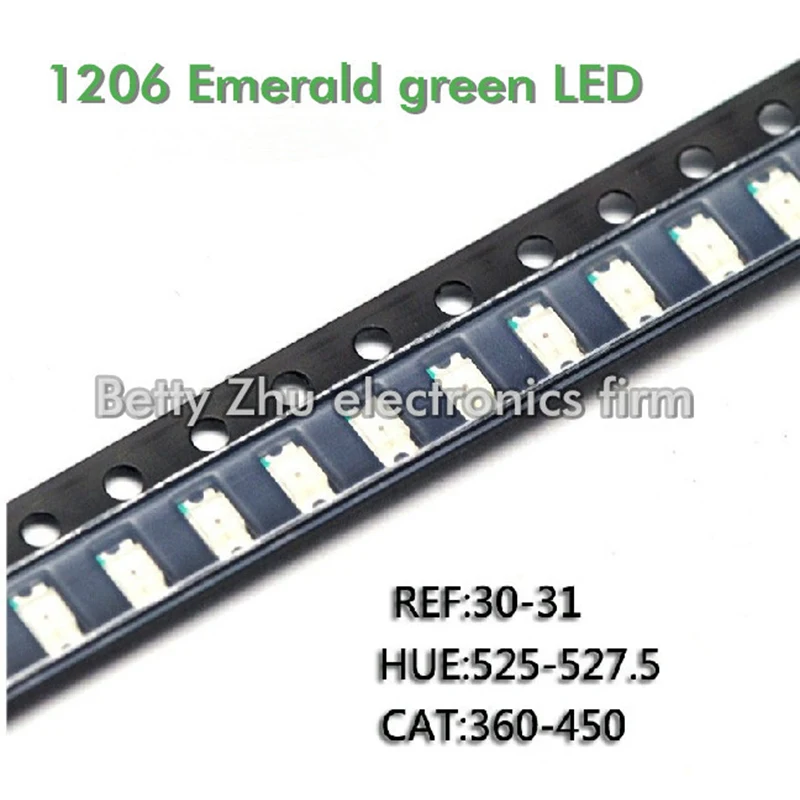 

3000PCS/LOT 1206 Emerald green SMD LED bright green light-emitting diodes 3216