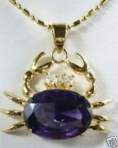 Beautiful purple amethyst Crab Pendants + free chain Necklace