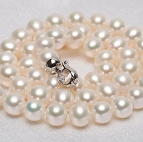 

Terisa Pearljewelry AA 9-10MM Round Real Freshwater Pearl Necklace 17 Inches Fashion Lady's Mother's Jewelry Free Shipping