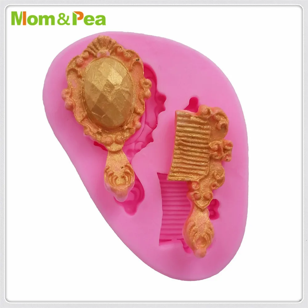 Mom&Pea MPA1626 Comb & Mirror Silicone Mold Sugar Paste 3D Fondant Cake Decoration