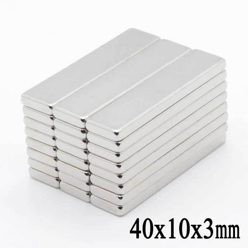 50pcs/lot 40x10x3mm N35 Super Strong Block Permanet Magnets Rare Earth Neodymium Magnet for Craft 40*10*3mm