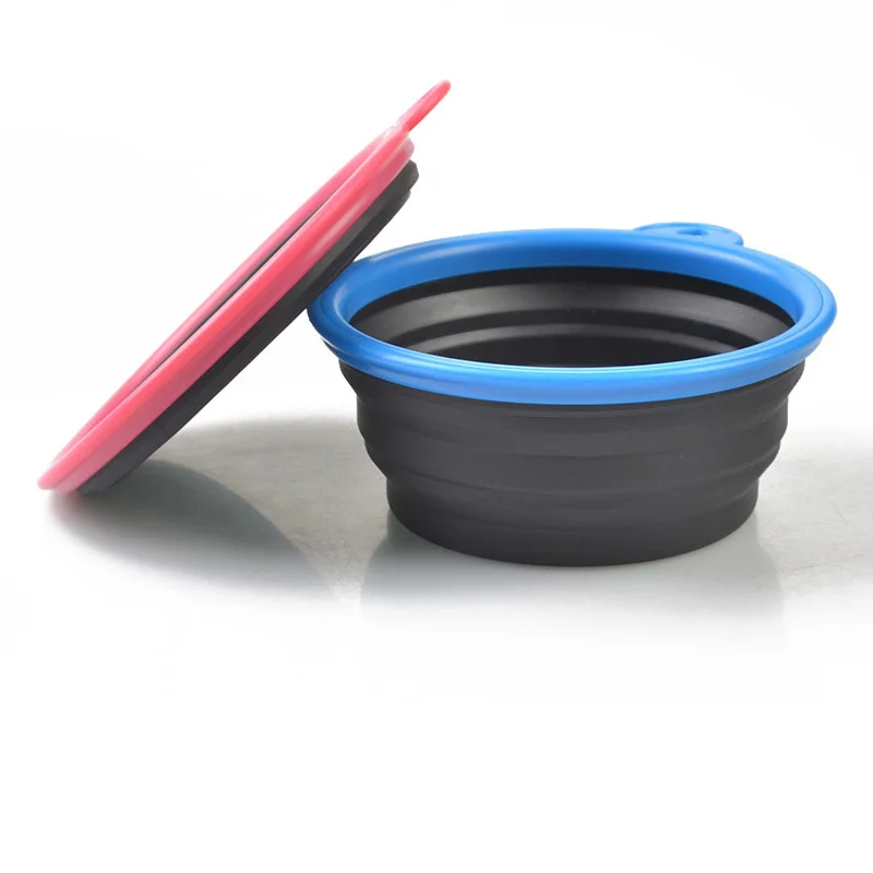 1pcs Black bottom Folding Bowl Outfit Portable Travel Bowl Dog Feeder Water Food Container Silicone Small Dog Pet Accessories