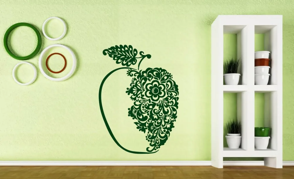 Art Apple Vinyl Wall Stickers Wall Stickers Big Beautiful Tasty Juicy Apple Flavored Wall Decal Decor Living Room Bedroom SA205