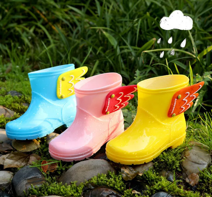 Kids Wing Rainboots Classic Children's Shoes PVC Rubber Kids Baby Cartoon Shoes Children's Water Shoes Waterproof Rain Boots