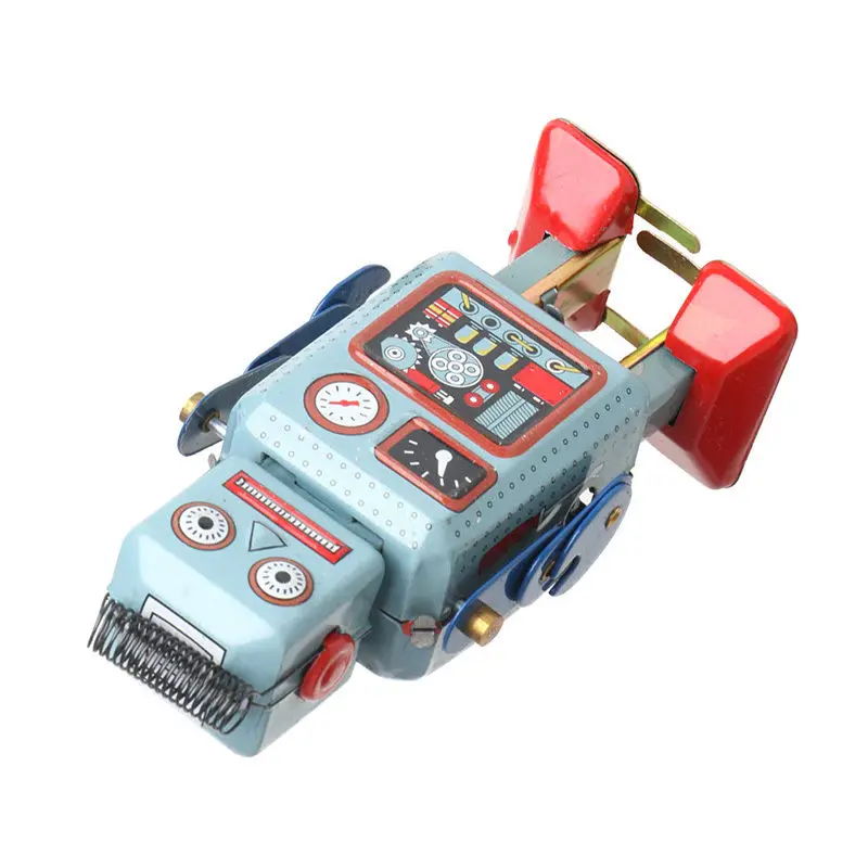 New 1Set Vintage Mechanical Clockwork Wind Up Walking Tin Robot Toy With Key Kids Gift Collection