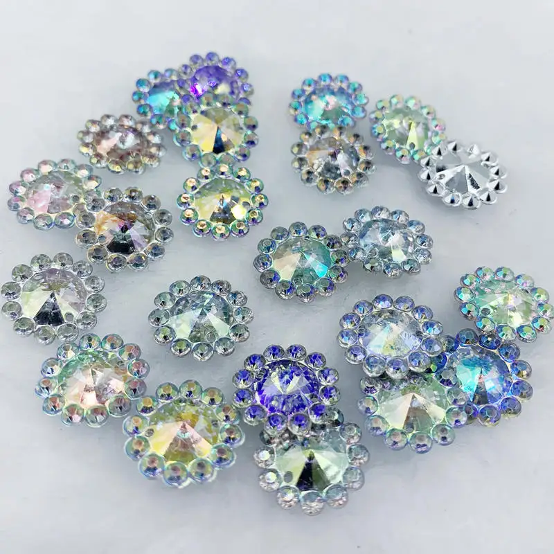 Crystals Gems Rhinestones for Decorations Flatback Round &Flower &Rhombus Strass Stone Jewelry AB Diamonds DIY