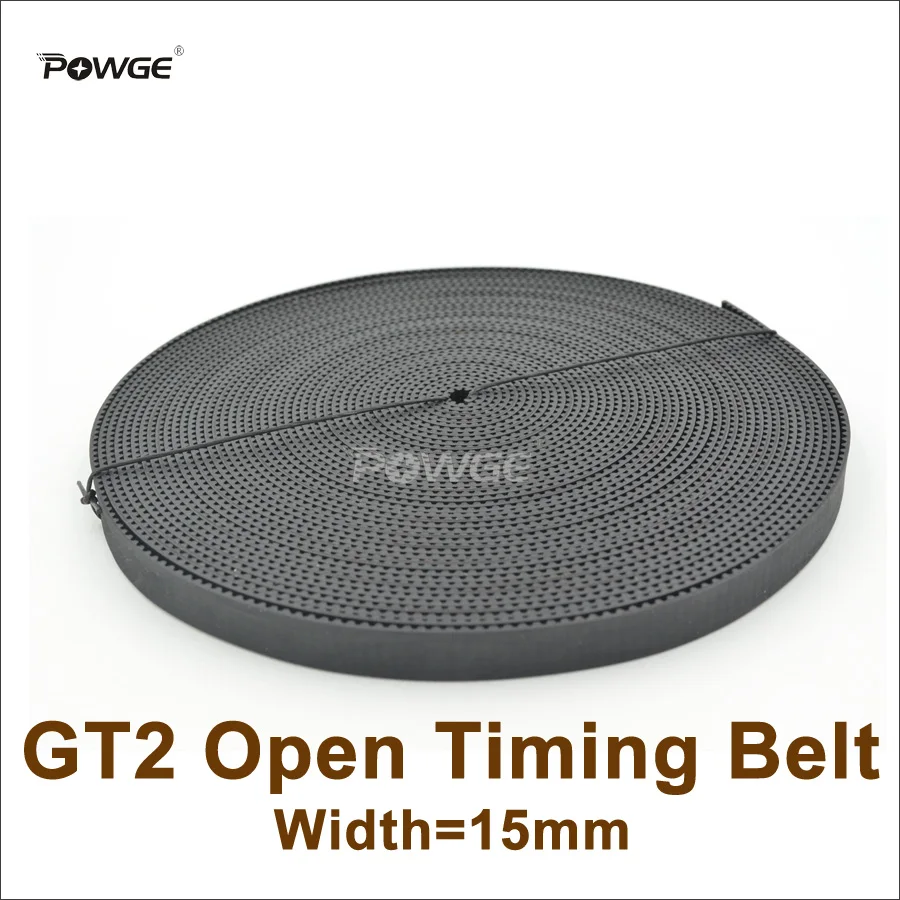 

POWGE 50meters 2GT Timing Belt Width=15mm Fit GT2 Pulley 2GT-15 Rubber Open Belt GT2 15 3D Printer Accessory High Quanlity