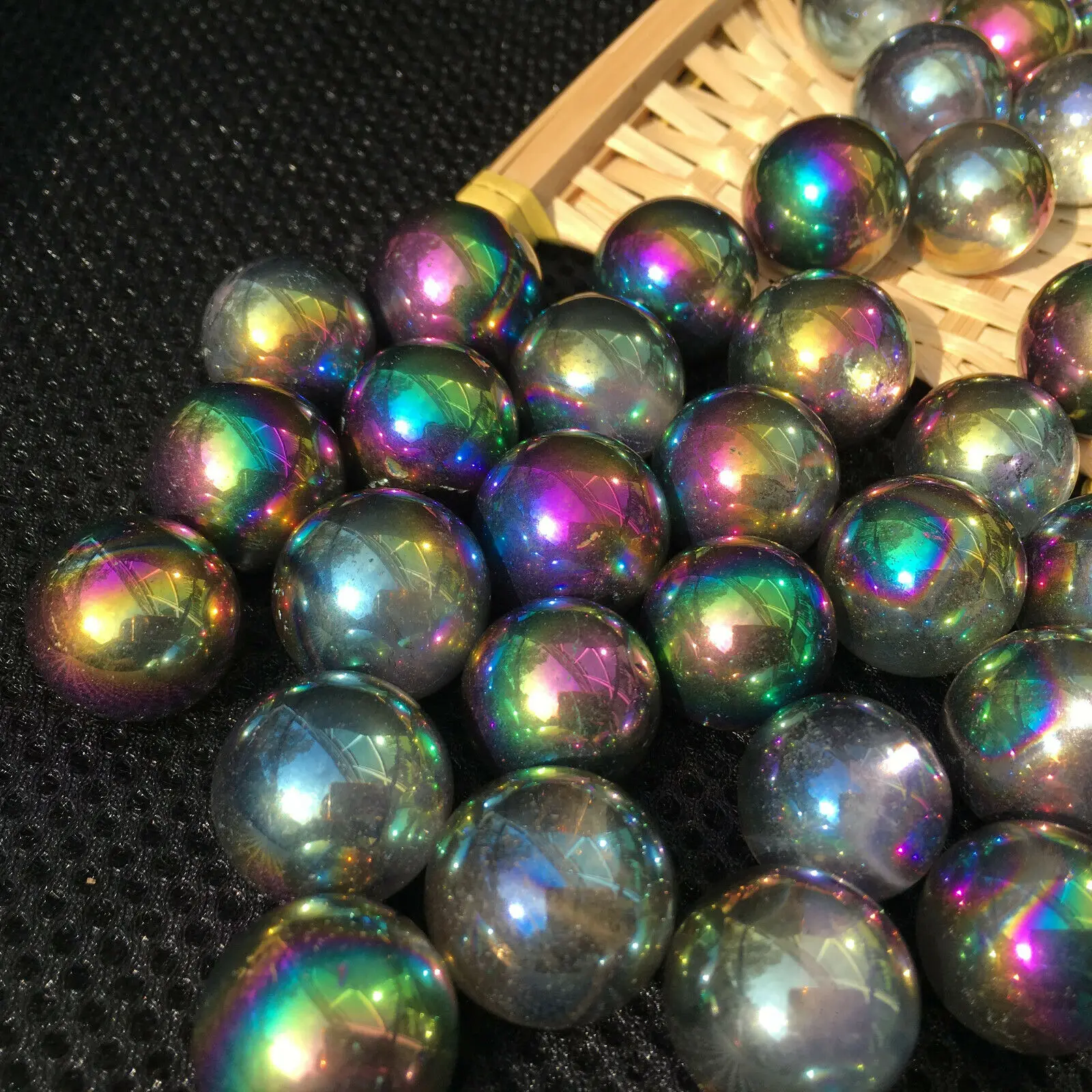 titanium rainbow aura quartz sphere crystal small ball natural stone and minerals reiki healing home decoration for sale 10 pcs