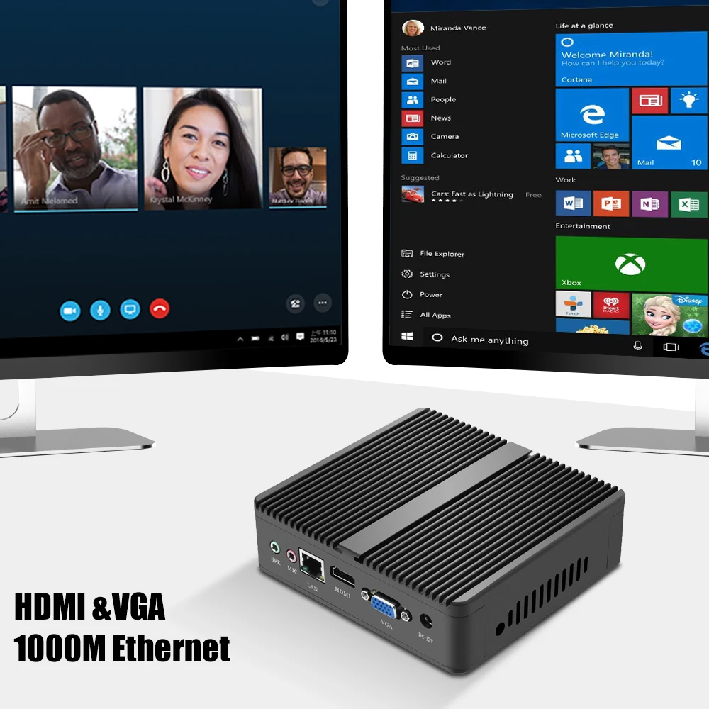 Tolibek mini pc computer lüfter los intel celeron n2830 windows 10/8/7 desktop büro htpc wifi 5usb linux ubuntu