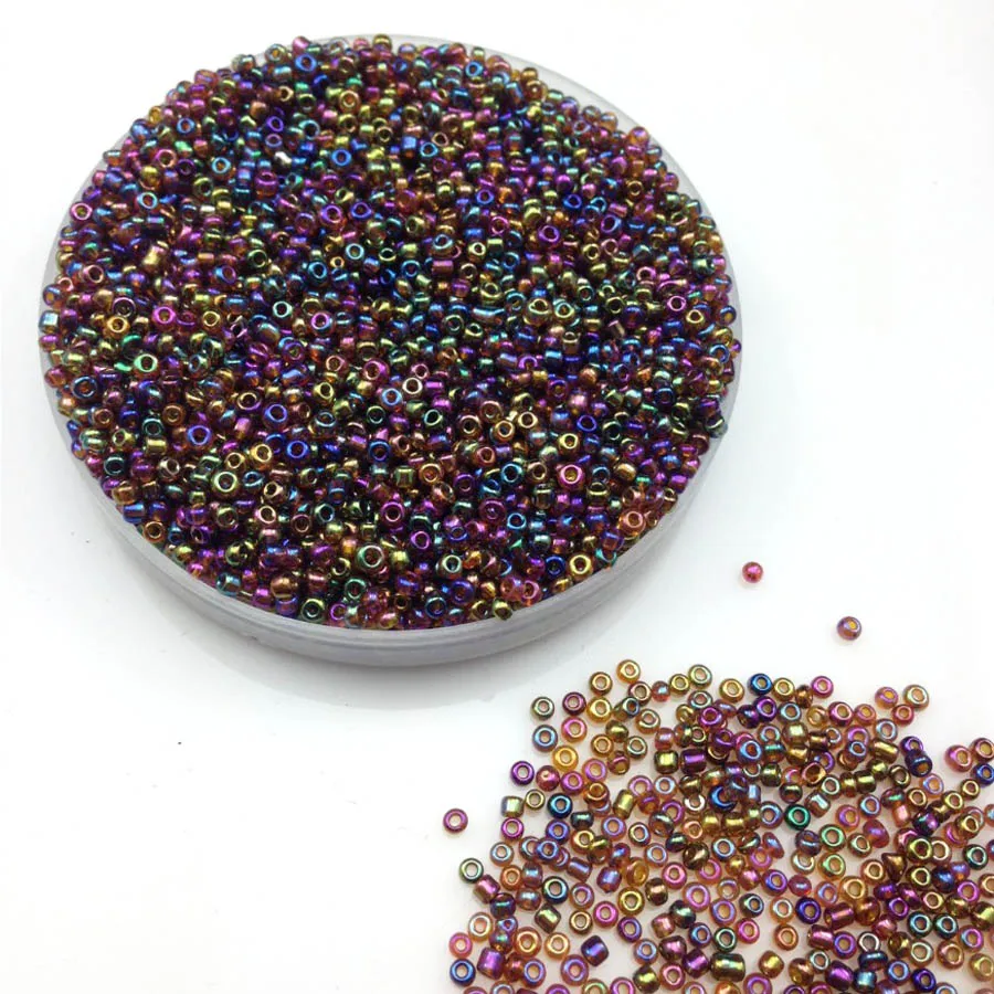 16g 1000X 2mm 12/0 AB Black Color Round Transparent Loose Spacer Beads Cezch Glass Seed Beads Handmade Jewelry DIY Garment Bead