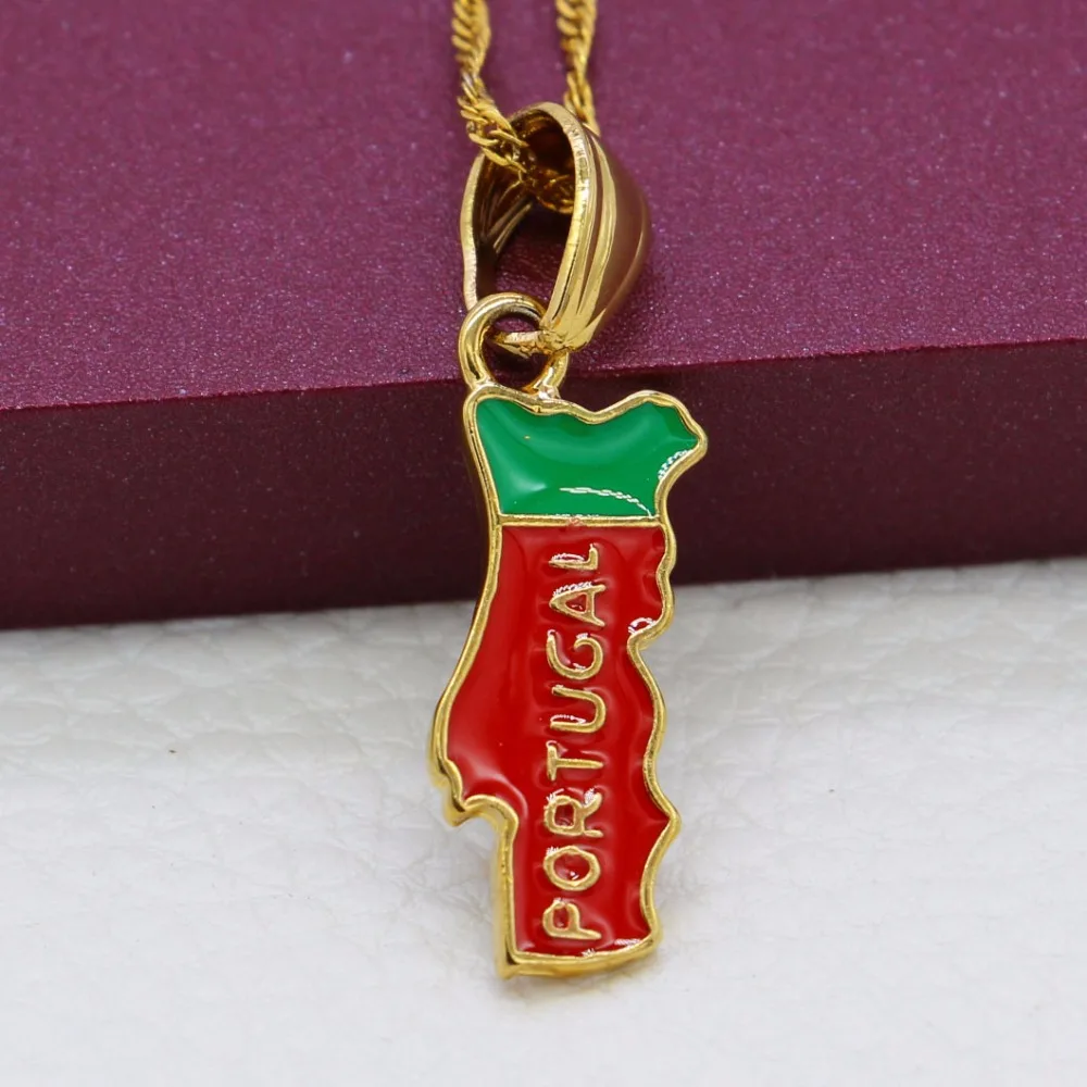 Adixyn Gold Color Portugal Map Pendant Necklace Male Chain Vintage Copper Necklace For Women N12163 view 3