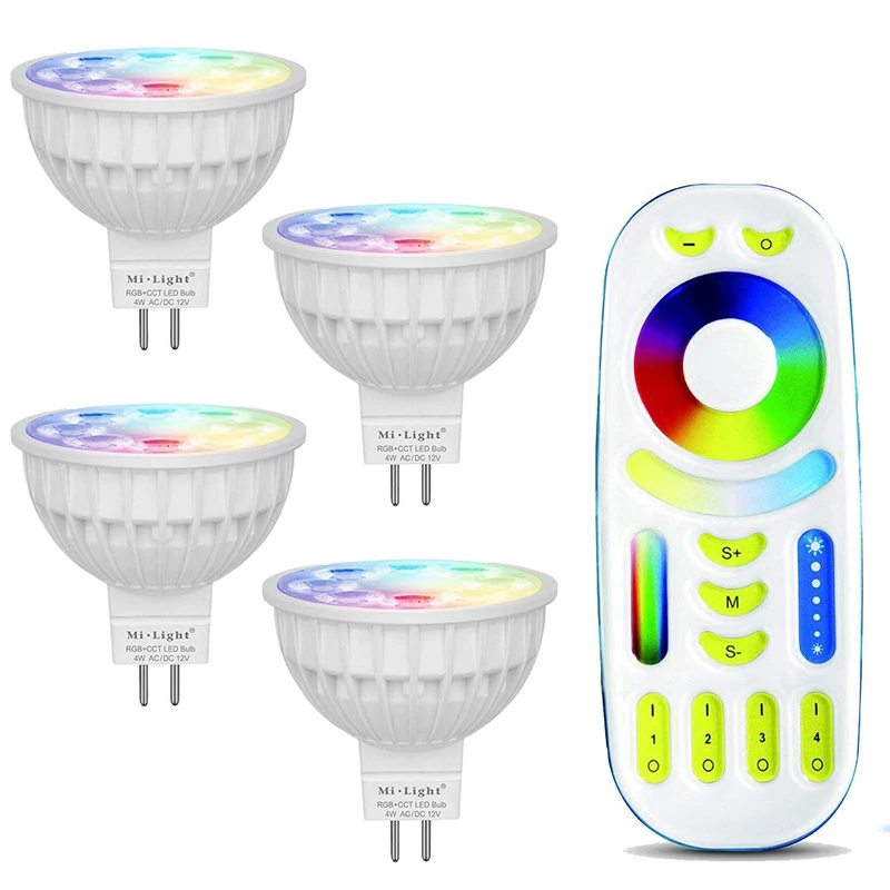 Mi-light Dimmable MR16 4W Led Bulb RGBW/WW LED Spotlight Smart Led Lamp with Touch Remote Controller