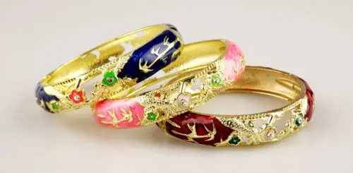 Wholesale Price 8 pcs Chinese Handmade Cloisonne Enamel Cuff Hollow Bracelet Bangle