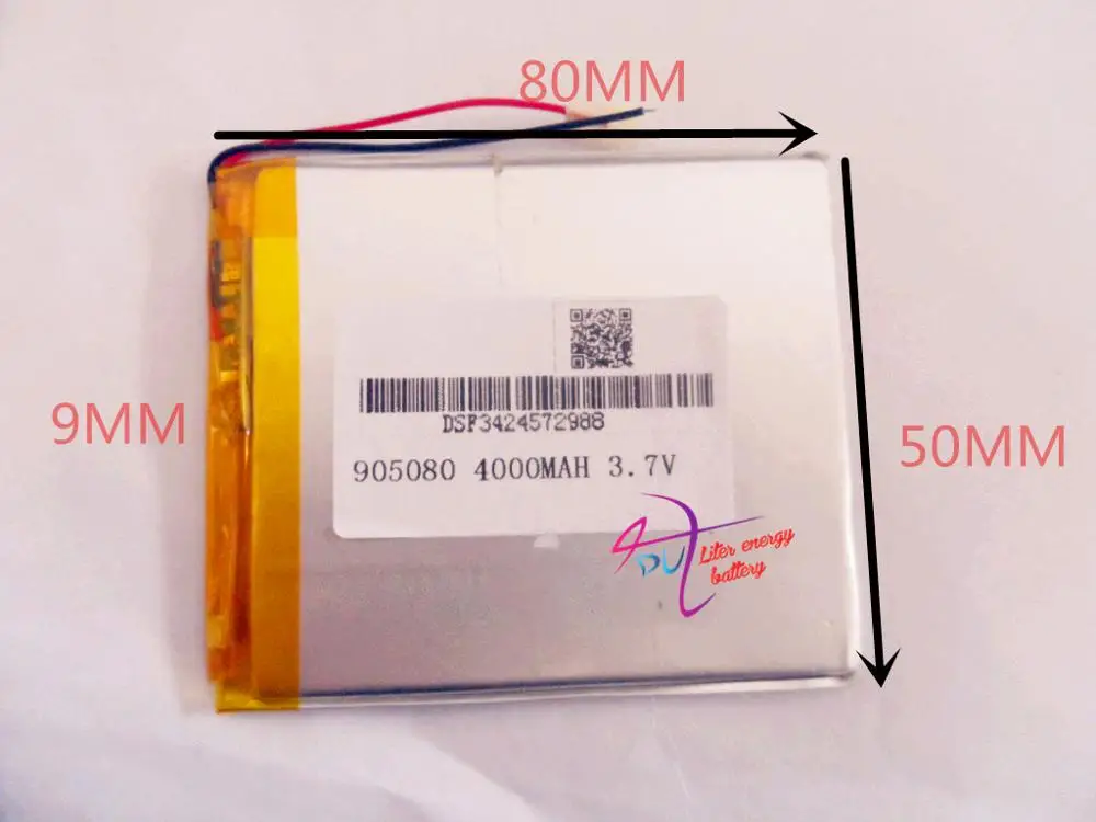 

Size 905080 3.7V 4000mah Lithium tablet battery with Protection Board For PDA Tablet PCs Digital Products Fr