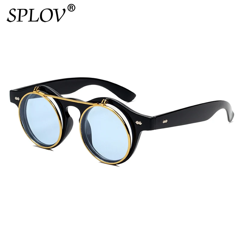 Fashion Round Steampunk Flip Up Sunglasses Men Women Vintage Double Layer Lens Design Classic Sun Glasses Oculos De Sol UV400