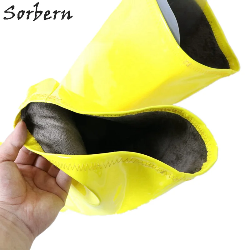 Sorbern Bright Yellow Over The Knee Boots For Women High Heel Platform Stilettos Winter Style Mid Thigh High Boot Female Shoes image 6