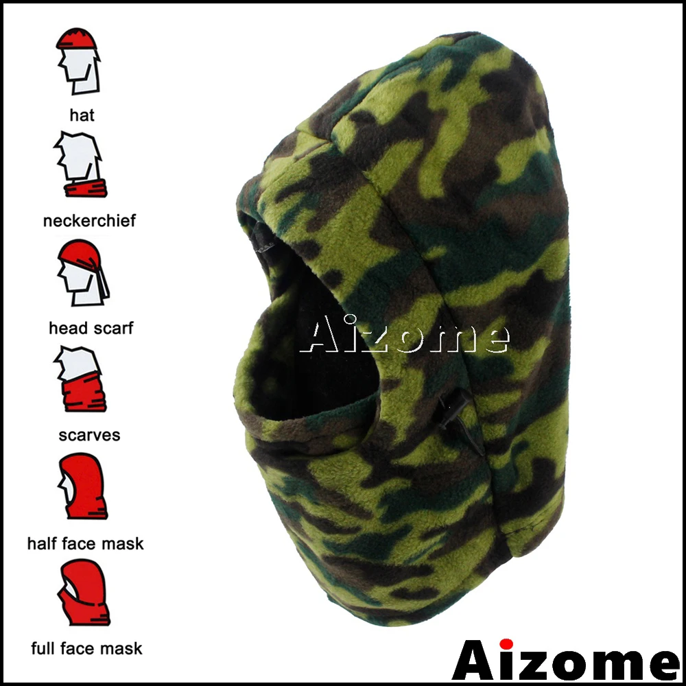 6 in 1 Winter Balaclava Polar Fleece Warm Mask Face Neck Face Wool Hat Hood Ski Mountaineering Helmet Outdoor Camouflage CS Mask