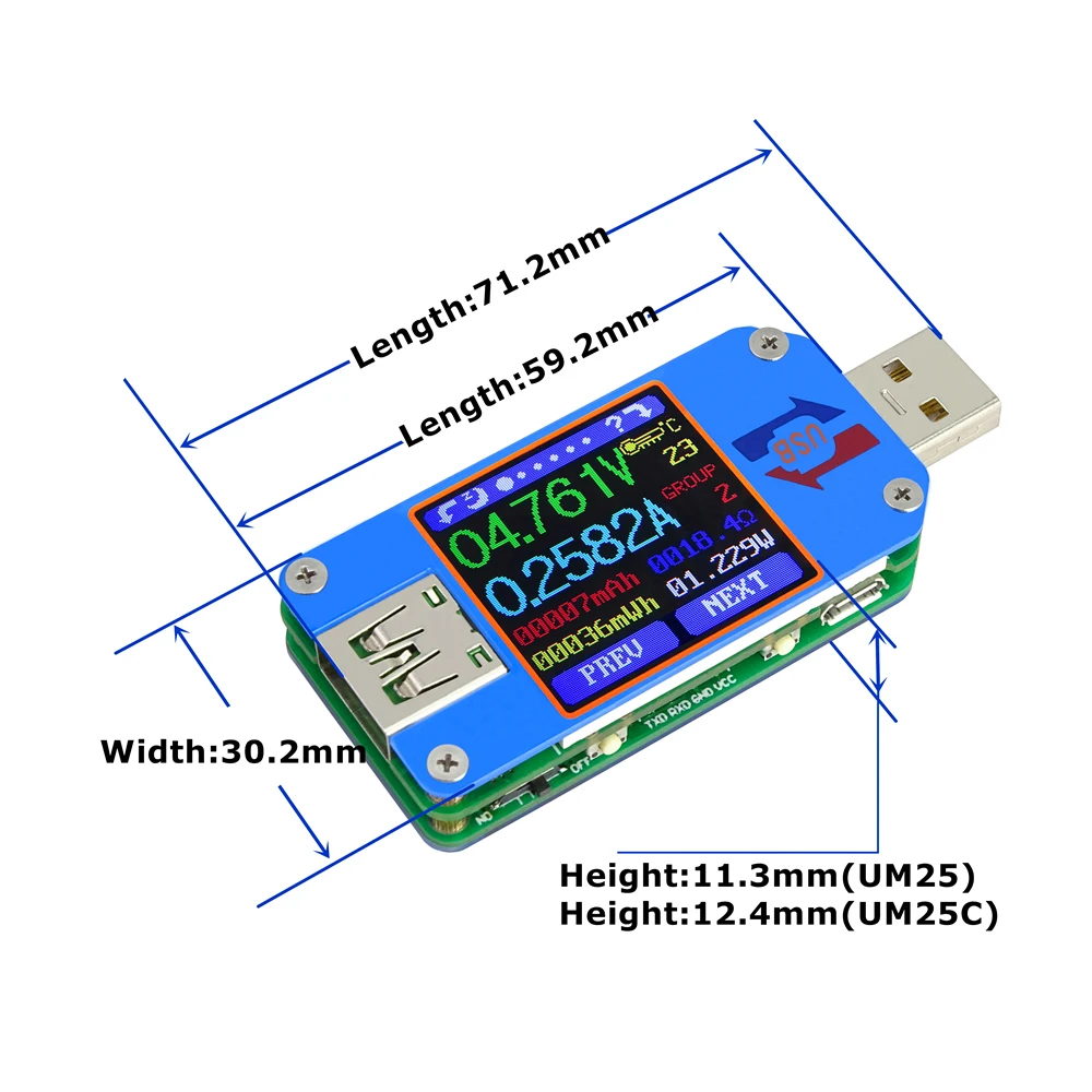 UM34/UM34C UM24/UM24C UM25/UM25C DC woltomierz amperomierz próbnik napięcia napięcie ładowania akumulatora USB Tester