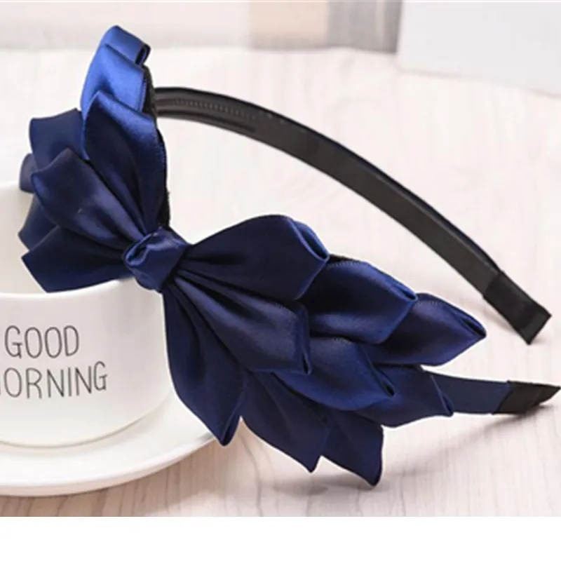 Red Bow Hairband Women Wedding Hair Accessories Girls Solid Side Big Bowknot Hairband Vintage Korean Hair Accessories Headband