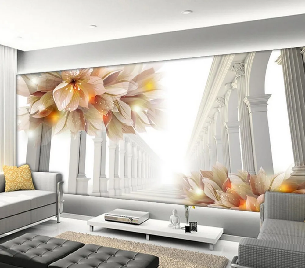 

Home Decor Living Room Natural Art Fashion 3D Home Decor Beautiful stereoscopic flower lily custom wallpaper