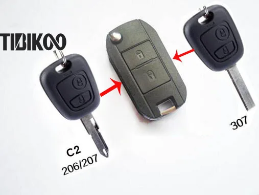 

Modified Car Key Blanks For Peugeot 307 206 207 Uncut Folding Flip Remote Key Shell for Citroen C2