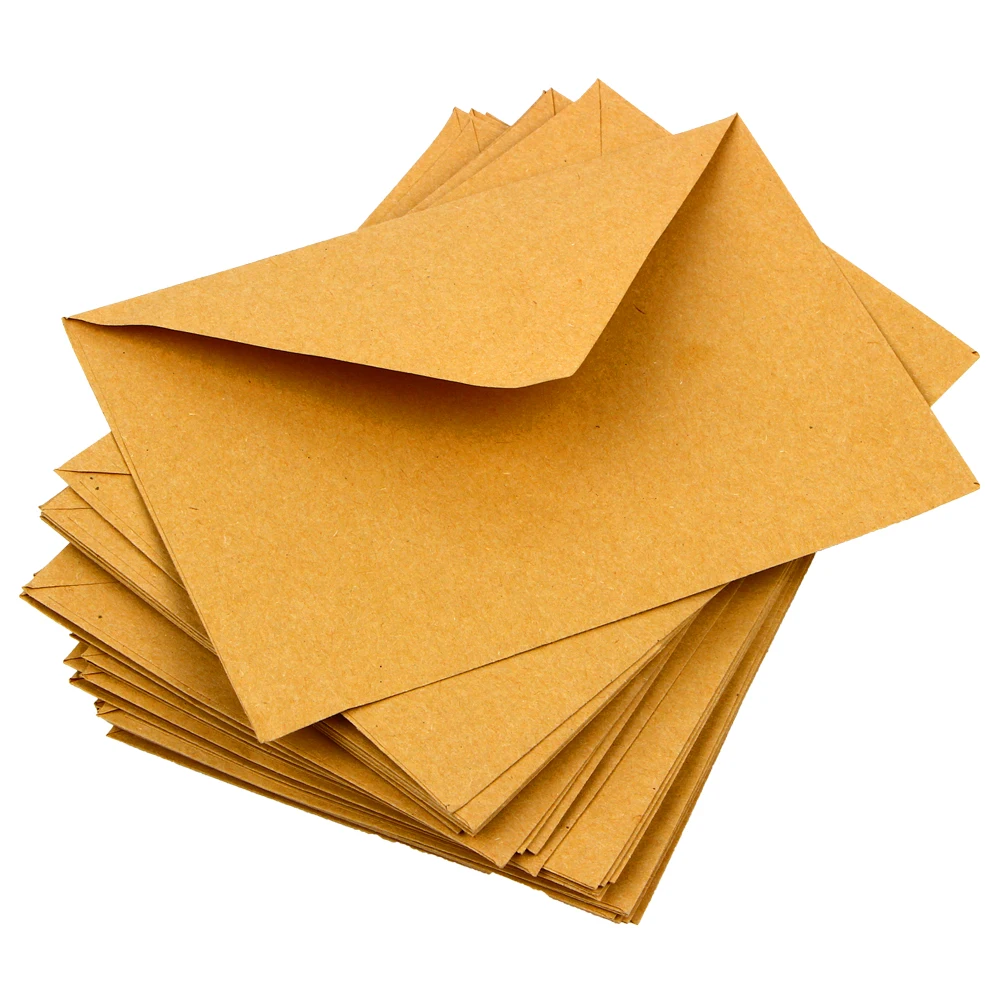 50Pcs/Lot Classical Brown Kraft Blank Mini Paper Window Envelopes Wedding Invitation Envelope Gift Envelope