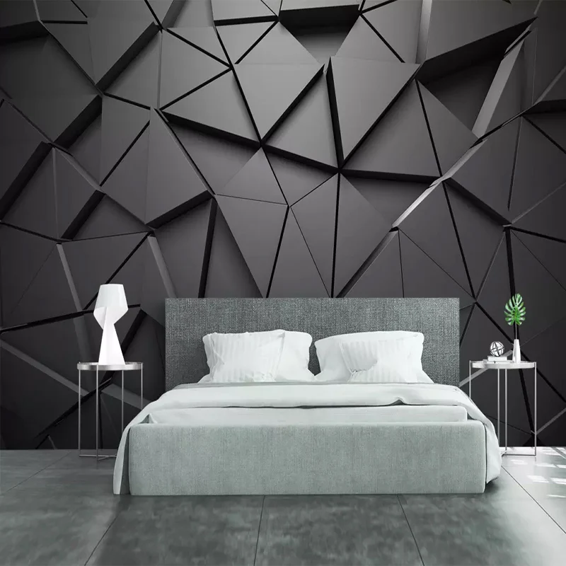 Modern Creative 3D Geometric Abstract Gray Triangle Large Mural 3D Wallpaper Living Room TV Wall Home Decor Wall Cloth 3D Fresco